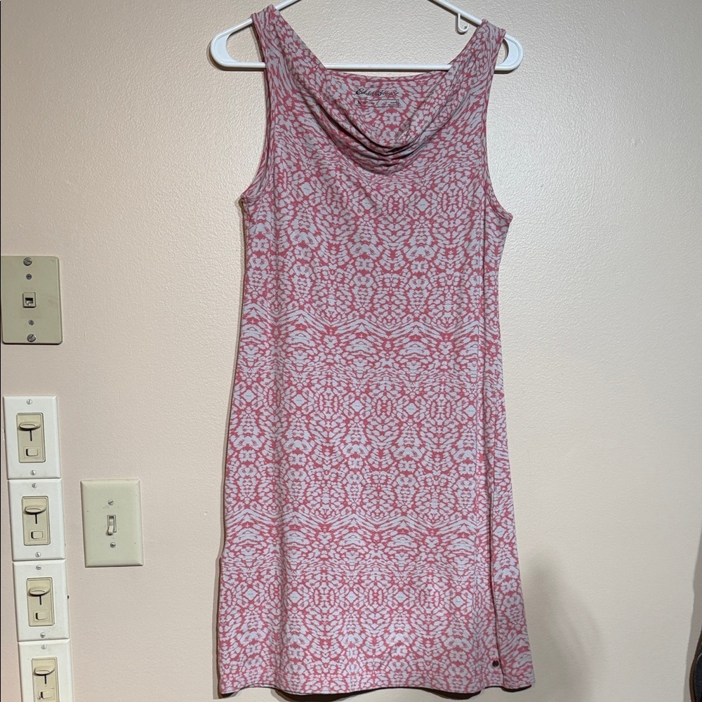 Eddie Bauer Pink and White Patterned Mini Dress